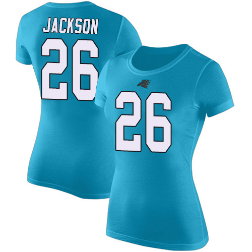 Carolina Panthers Blue Women Donte Jackson Rush Pride Name and Number NFL Football #26 T Shirt->nfl t-shirts->Sports Accessory